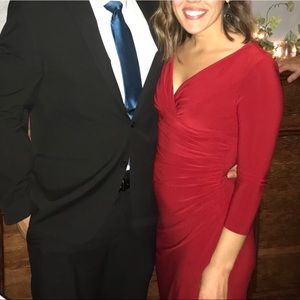 Red Ralph Lauren 3/4 length sleeve cocktail dress